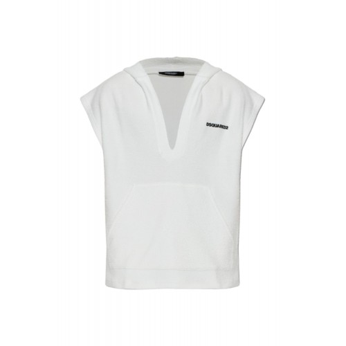 Tricou DSQUARED2, WHITE Sweatshirt made of terry cotton