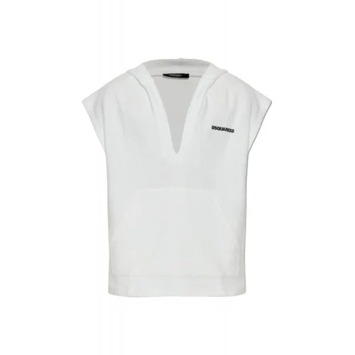 Tricou DSQUARED2, WHITE Sweatshirt made of terry cotton