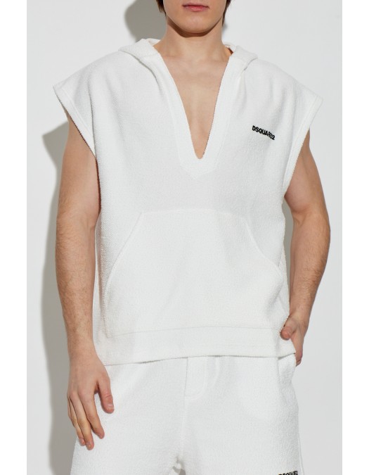 Tricou DSQUARED2, WHITE Sweatshirt made of terry cotton - D7ML36580100