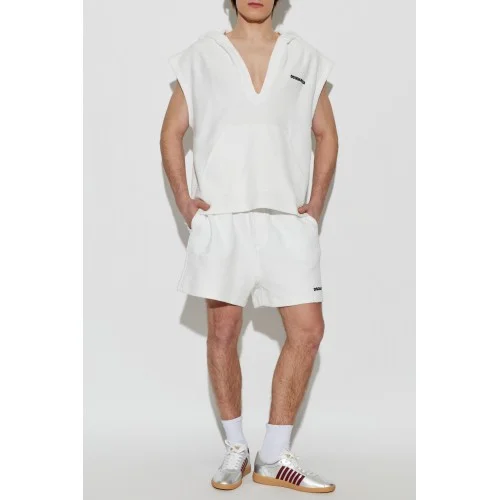 Short DSQUARED2, Terry cotton shorts, Alb