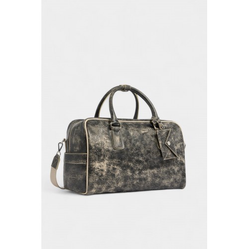 Geanta DSQUARED2, D2 Craked Leather Duffle, Vintage Black