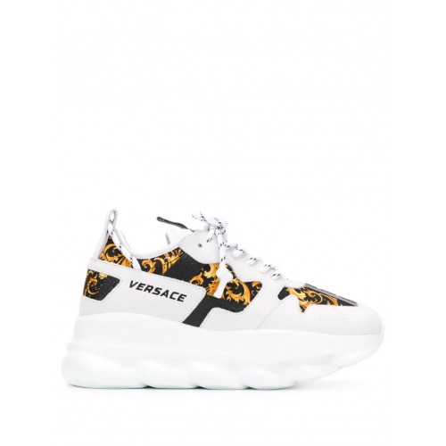 SNEAKERS VERSACE, Chain Reaction, Baroque Print, White  SNEAKERS VERSACE, Chain Reaction, Baroque Print, White