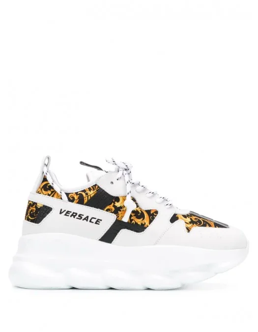 SNEAKERS VERSACE, Chain Reaction, Baroque Print, White