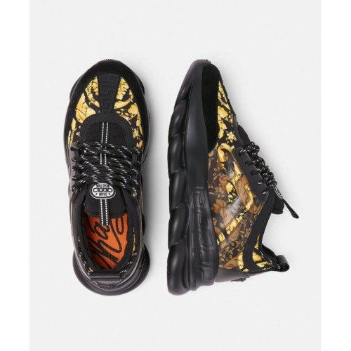 SNEAKERS VERSACE, CHAIN REACTION TRAINERS Gold Black