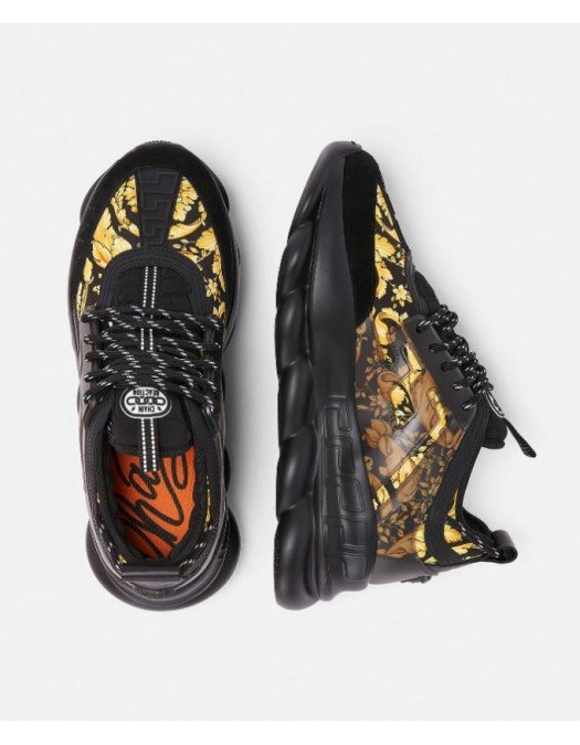 SNEAKERS VERSACE, CHAIN REACTION TRAINERS Gold Black - DSU7071E1A027112Y090