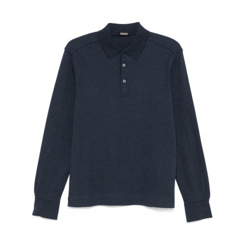 Bluza Zegna, Jersey Polo, Navy Blue Bluza Zegna, Jersey Polo, Navy Blue