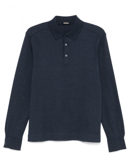 Bluza Zegna, Jersey Polo, Navy Blue - E739UE394A8B09