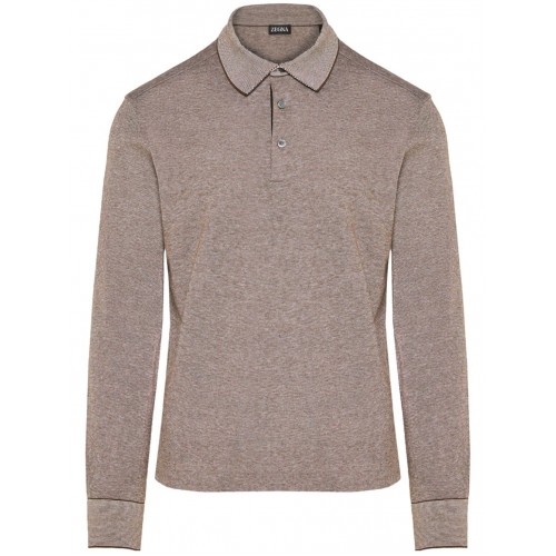 Bluza Zegna, Jersey Polo, Taupe Brown Bluza Zegna, Jersey Polo, Taupe Brown