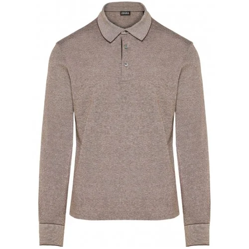 Bluza Zegna, Jersey Polo, Taupe Brown