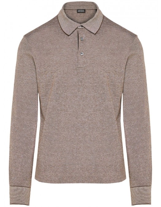 Bluza Zegna, Jersey Polo, Taupe Brown - E739UE394A8M09