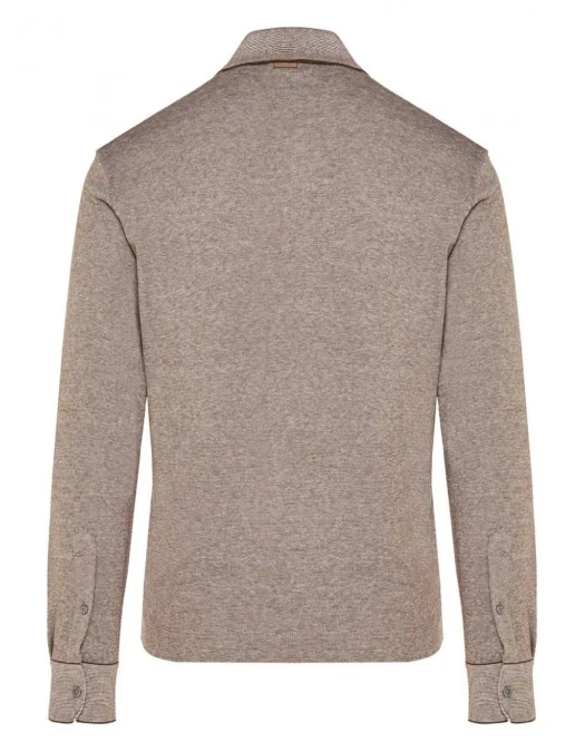 Bluza Zegna, Jersey Polo, Taupe Brown - E739UE394A8M09 Bluza Zegna, Jersey Polo, Taupe Brown - E739UE394A8M09