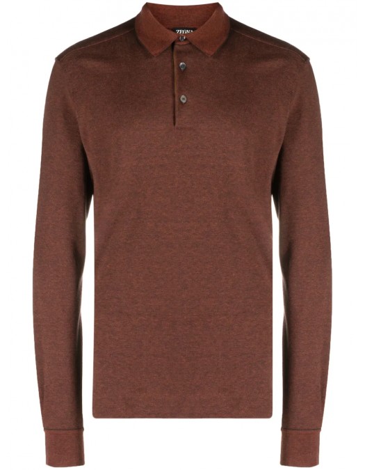 Bluza Zegna, Long Sleeve, Polo, Clay Red - E739UE394A8P09