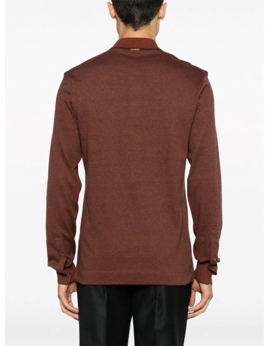 Bluza Zegna, Long Sleeve, Polo, Clay Red - E739UE394A8P09