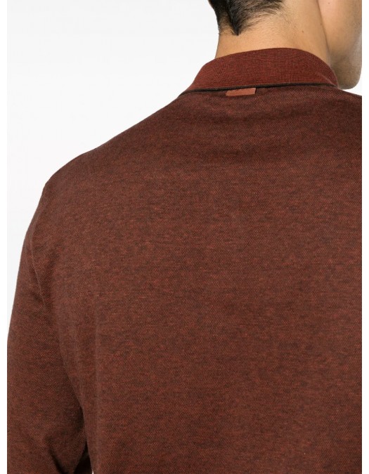 Bluza Zegna, Long Sleeve, Polo, Clay Red - E739UE394A8P09