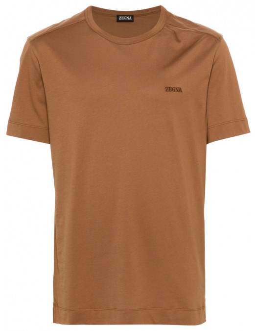 Tricou Zegna, Little Logo, Simple, Brown - E760UE360A8E760