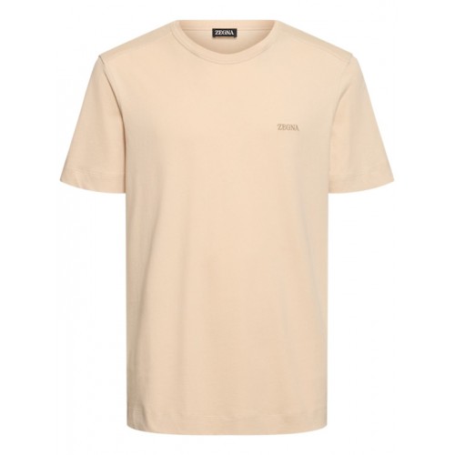 Tricou Zegna, Little Logo, Simple, Beige Tricou Zegna, Little Logo, Simple, Beige