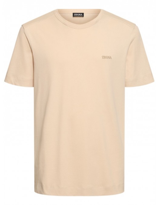 Tricou Zegna, Little Logo, Simple, Beige - E760UE360A8N04