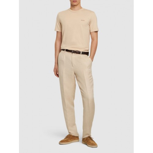 Tricou Zegna, Little Logo, Simple, Beige Tricou Zegna, Little Logo, Simple, Beige