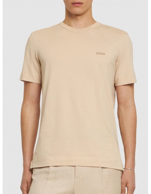 Tricou Zegna, Little Logo, Simple, Beige - E760UE360A8N04