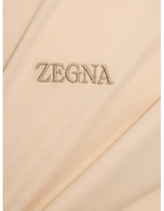 Tricou Zegna, Little Logo, Simple, Beige - E760UE360A8N04