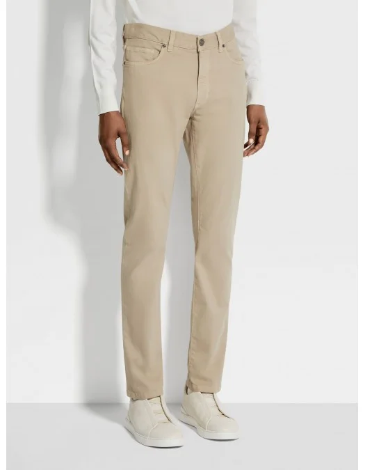 Jeans Zegna, Beige Strech Cotton, E8PZWCITY003 - E8PZWCITY003