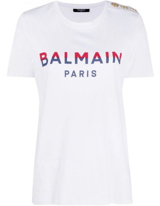 Tricou BALMAIN, Imprimeu Multicolor Brand, Alb - EF005BC46GPY