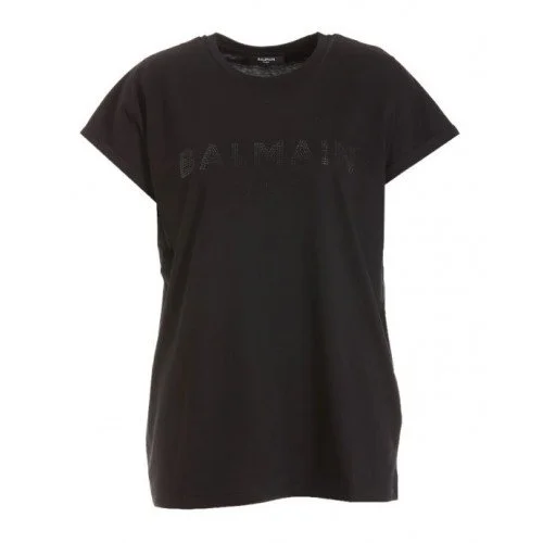 Tricou BALMAIN, Insertie Strasuri, Negru