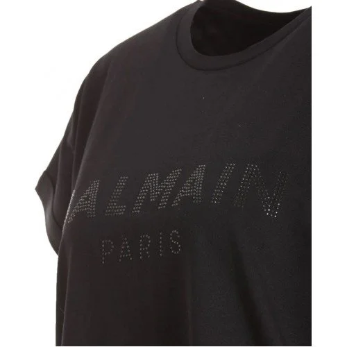 Tricou BALMAIN, Insertie Strasuri, Negru
