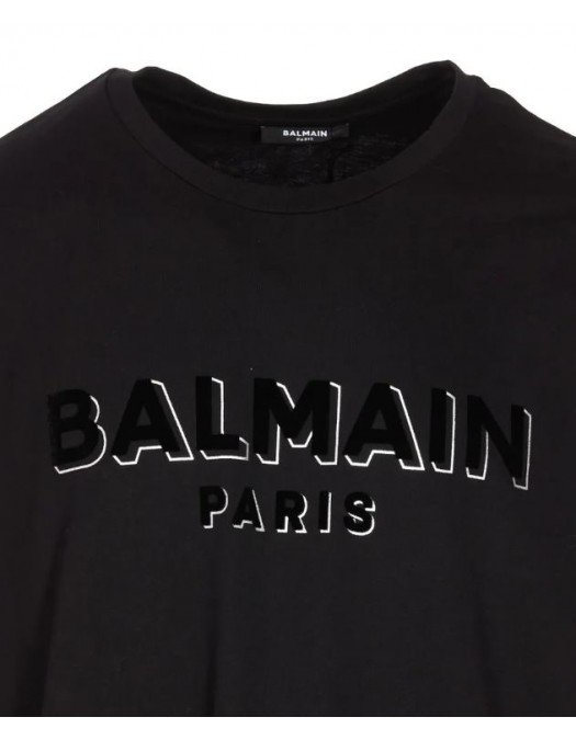 Tricou BALMAIN, Double Text Print, Negru - EG010BB99EJO