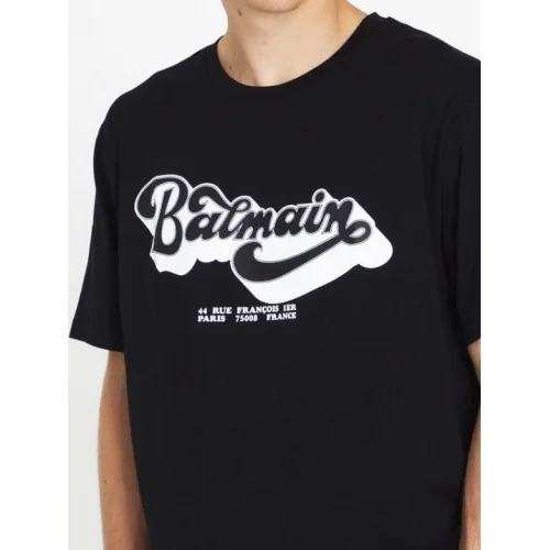 Tricou BALMAIN, Print 44 Rue Francois, Negru Tricou BALMAIN, Print 44 Rue Francois, Negru