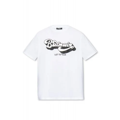 Tricou BALMAIN, Print 44 Rue Francois, Alb Tricou BALMAIN, Print 44 Rue Francois, Alb