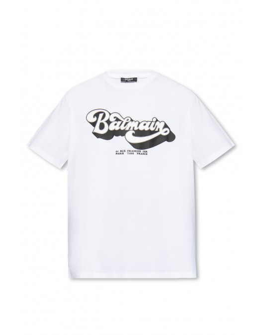 Tricou BALMAIN, Print 44 Rue Francois, Alb - EG010BC44GAB