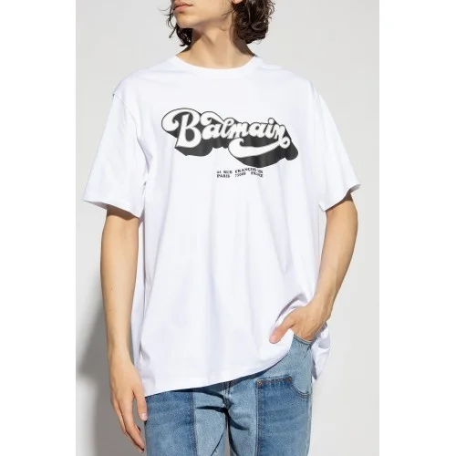 Tricou BALMAIN, Print 44 Rue Francois, Alb Tricou BALMAIN, Print 44 Rue Francois, Alb