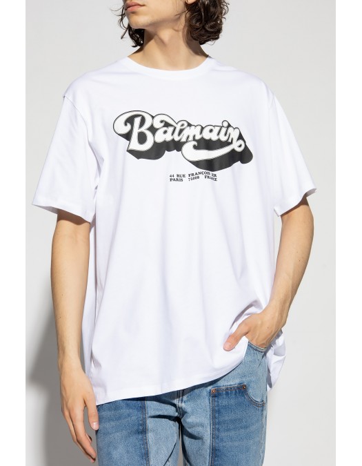 Tricou BALMAIN, Print 44 Rue Francois, Alb - EG010BC44GAB