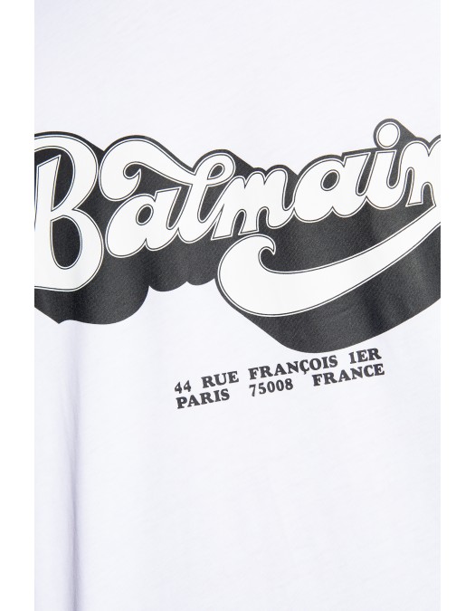 Tricou BALMAIN, Print 44 Rue Francois, Alb - EG010BC44GAB