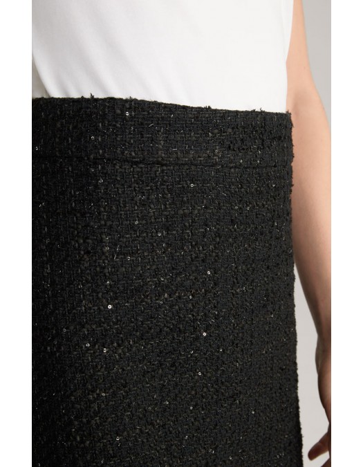 Fusta JOOP, Tweed Mini Skirt, Interwoven Glitter, Neagra - F10018339001