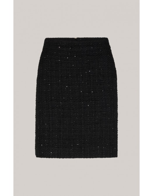 Fusta JOOP, Tweed Mini Skirt, Interwoven Glitter, Neagra - F10018339001