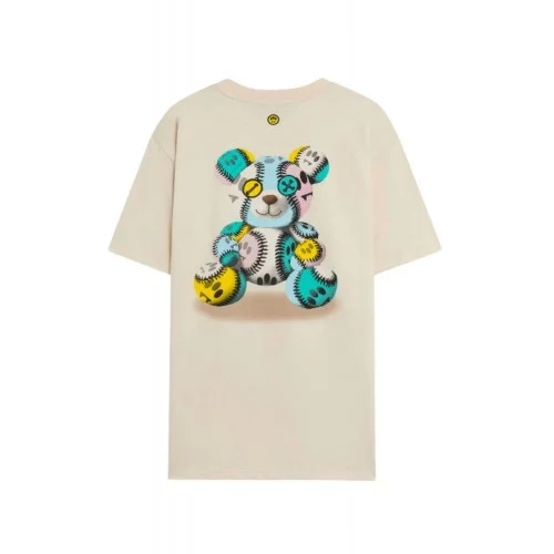 TRICOU BARROW,  Teddy Bear Multicolor Print on Back, Cream