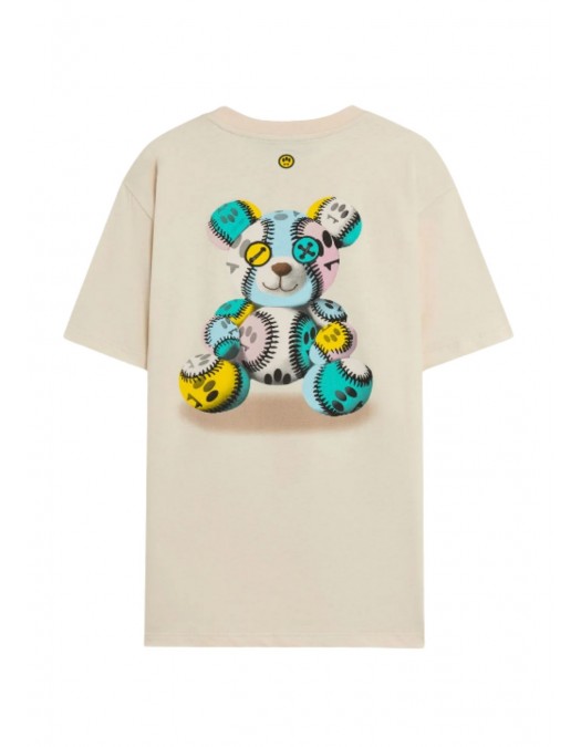 TRICOU BARROW, Teddy Bear Multicolor Print on Back, Cream - F5BWUATH053013 TRICOU BARROW, Teddy Bear Multicolor Print on Back, Cream - F5BWUATH053013