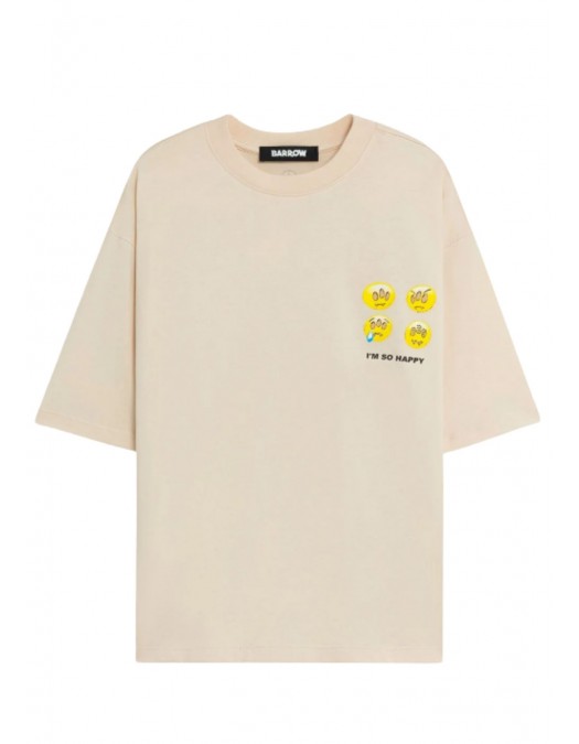 TRICOU BARROW, Teddy Bear Print I'm so happy, Cream - F5BWUATH086013 TRICOU BARROW, Teddy Bear Print I'm so happy, Cream - F5BWUATH086013