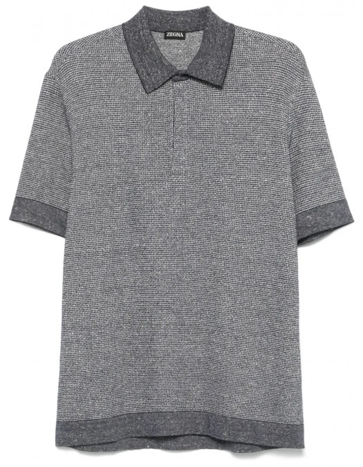 Tricou Zegna, Fine Knit, Polo, Grey - F727UF372A9B09