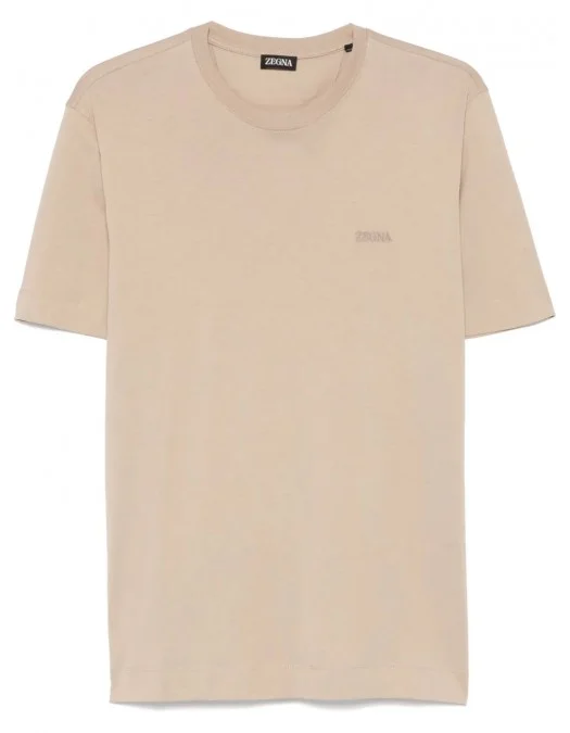 Tricou Zegna, Little Logo, Classic, Beige - F765UF360A9N02 Tricou Zegna, Little Logo, Classic, Beige - F765UF360A9N02