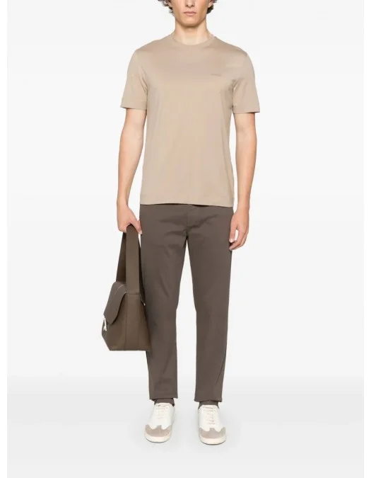 Tricou Zegna, Little Logo, Classic, Beige - F765UF360A9N02 Tricou Zegna, Little Logo, Classic, Beige - F765UF360A9N02
