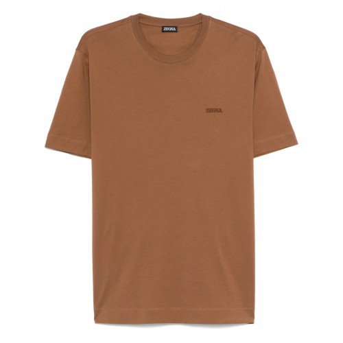 Tricou Zegna, Little Logo, Classic, Caramel Brown Tricou Zegna, Little Logo, Classic, Caramel Brown
