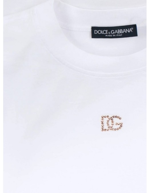 Tricou DOLCE GABBANA,  Logo Embellished Crewneck T Shirt - F8V42ZGDDL7W0800