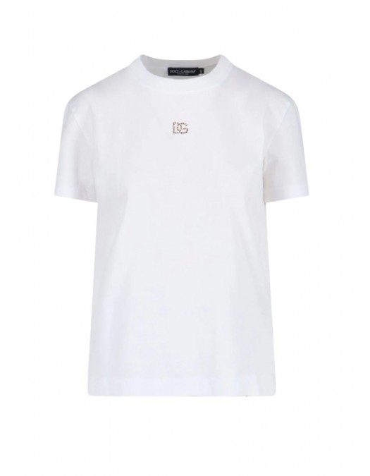 Tricou DOLCE GABBANA,  Logo Embellished Crewneck T Shirt - F8V42ZGDDL7W0800