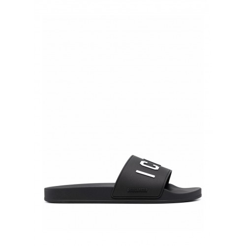 Papuci DSQUARED2, Logo Icon Insertm Black Papuci DSQUARED2, Logo Icon Insertm Black