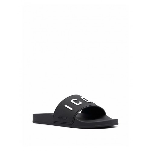 Papuci DSQUARED2, Logo Icon Insertm Black Papuci DSQUARED2, Logo Icon Insertm Black