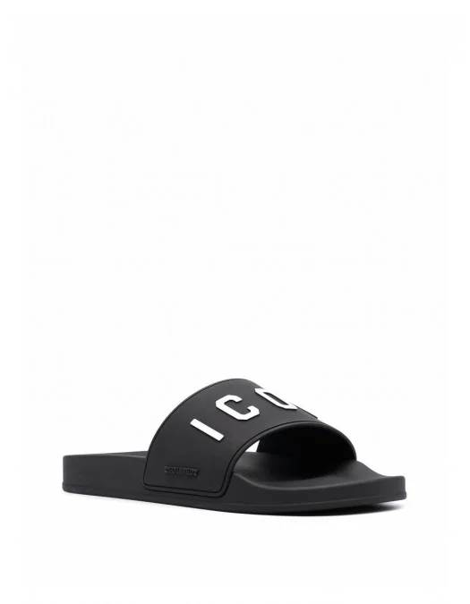 Papuci DSQUARED2, Logo Icon Insertm Black - FFM0023172035162124 Papuci DSQUARED2, Logo Icon Insertm Black - FFM0023172035162124