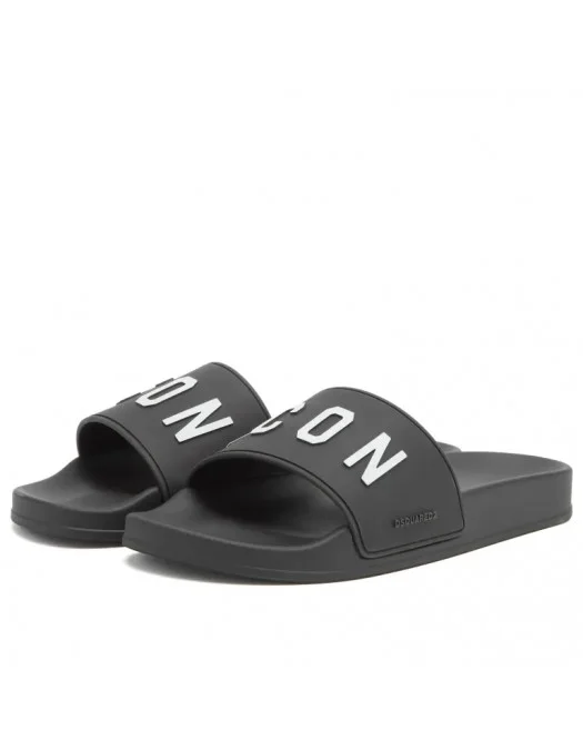 Papuci DSQUARED2, Logo Icon Insertm Black - FFM0023172035162124 Papuci DSQUARED2, Logo Icon Insertm Black - FFM0023172035162124